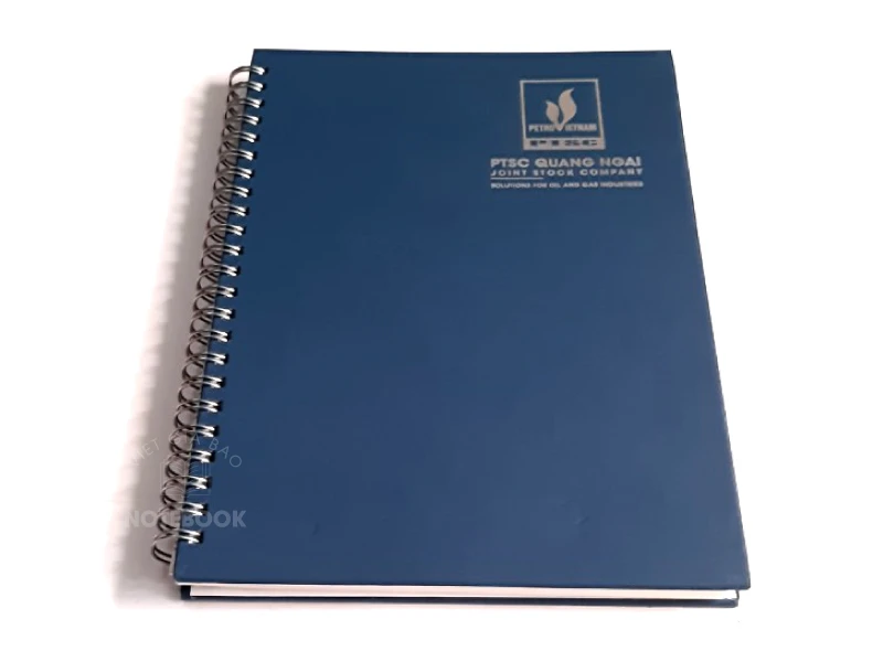 sổ tay lò xo bìa cứng giấy mỹ thuật ép kim logo bồi carton